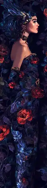 Free angel bookmark featuring an angel in a beautiful dark dress